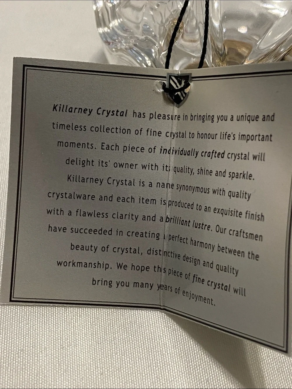 Killarney Crystal Ireland Cut Glass Trinket dish with Gold Claddagh Finial